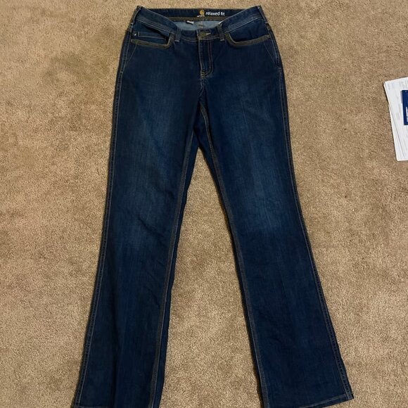 Carhartt Women’s Rugged Flex Jasper Relaxed Denim Jeans Size 6 Tall - Picture 2 of 4